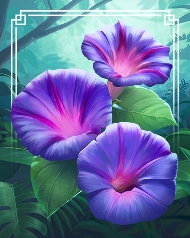 Purple Moonflower Tropical Flowers Badge - Mahjong Garden HD