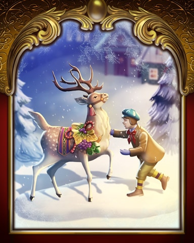 Rainy Day Spider Solitaire HD Child and Reindeer Victorian Village Badge