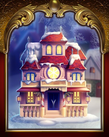 Word Whomp HD Snow Covered House Victorian Village Badge