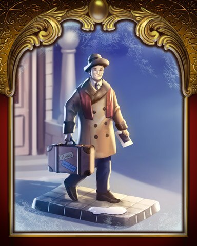 Word Whomp HD Man with Suitcase Victorian Village Badge