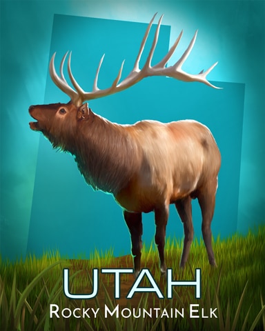 World Class Solitaire HD Rocky Mountain Elk Wild America Badge