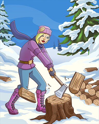 Chopping Wood Winter Activities Badge - World Class Solitaire HD