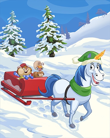 Horse and Sleigh Ride Winter Activities Badge - Canasta HD