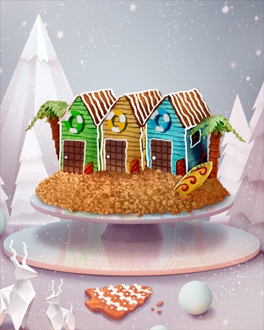Beach Huts Gingerbread Badge - Jet Set Solitaire