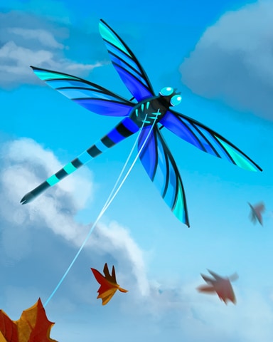 Mahjong Safari HD Blue-ish Dragonfly Kites Badge