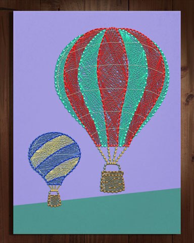 Hot Air Balloons Nail and String Art Badge