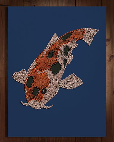 Quinn's Aquarium Koi Fish Nail and String Art Badge