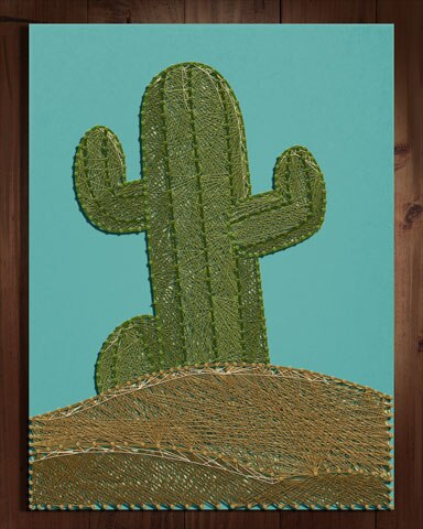 Cacti Nail and String Art Badge