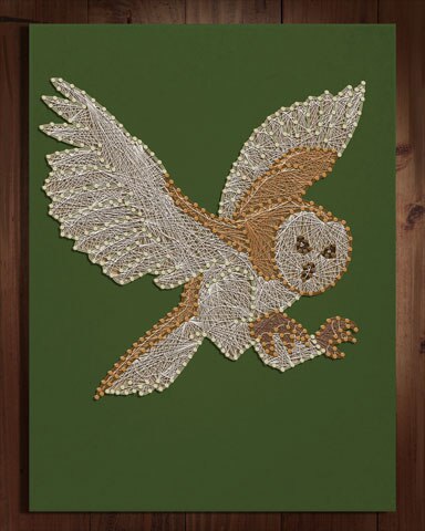 Mahjong Garden HD Flying Owl Nail and String Art Badge