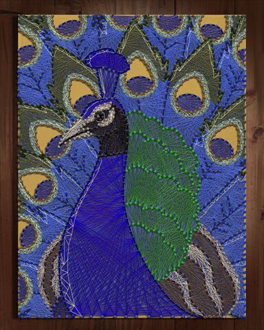 Peacock Nail and String Art Badge