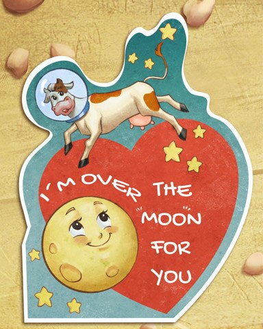 First Class Solitaire HD Over the Moon Vintage Valentines Badge