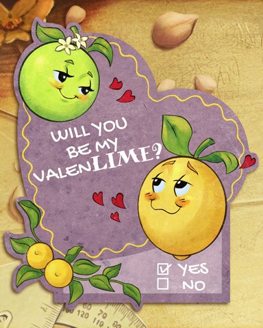 Quinn's Aquarium Lime of my Life Vintage Valentines Badge