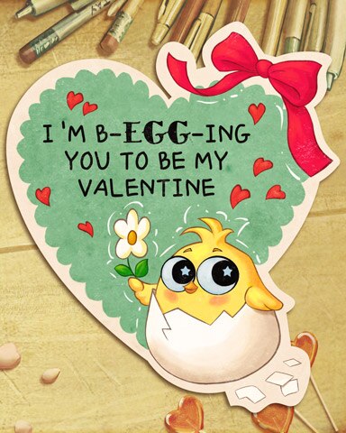 Mahjong Garden HD Cute Egg Vintage Valentines Badge