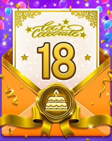 Pogo 24th Birthday Cake 18 Badge - World Class Solitaire HD