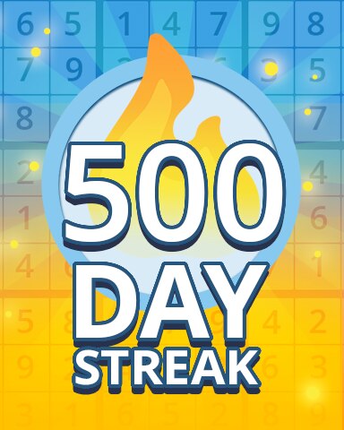 Pogo Daily Sudoku Daily Streak 500 Badge