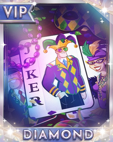 First Class Solitaire HD Mardi Gras Joker Diamond Badge