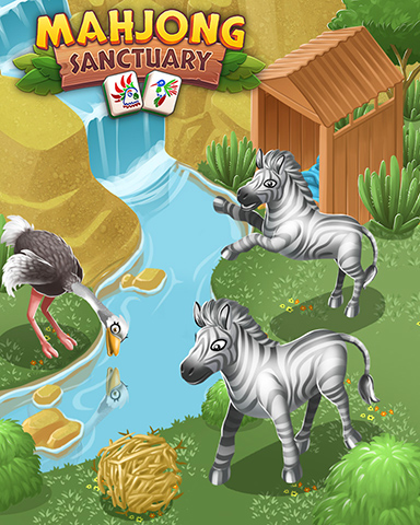 Mahjong Sanctuary Zebras & Ostriches Badge