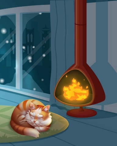 Cozy Holiday Cat Badge - Card Scramble: Viola's Diner