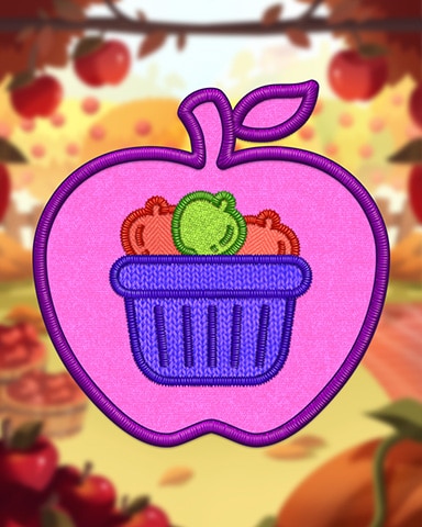 Purple Collecting Apples Badge - Jet Set Solitaire