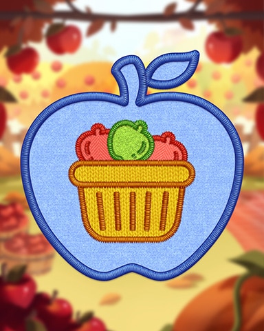 Blue Collecting Apples Badge - Solitaire Home Story