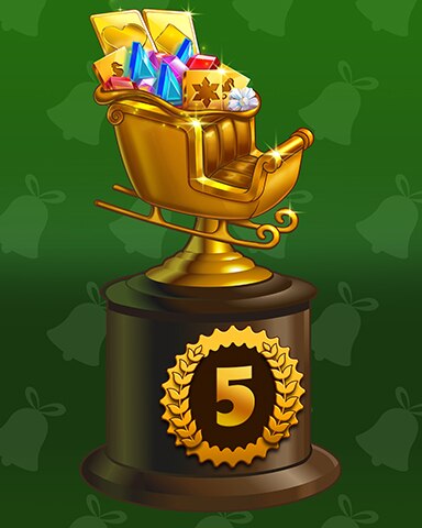 Santa's Golden Sleigh Lap 5 Badge - Solitaire Home Story