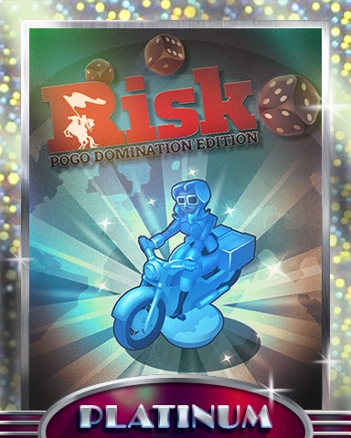 RISK: Pogo Domination Blue Motorcycle Platinum Badge