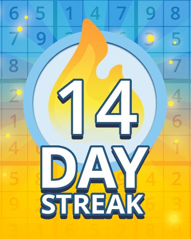 Daily Streak 14 Badge - Pogo Daily Sudoku