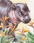 Mahjong Safari HD Hippo Animals with Blooms Badge