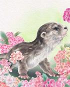 Mahjong Safari HD Otter Animals with Blooms Badge