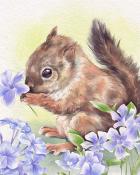 Mahjong Garden HD Squirrel Animals with Blooms Badge