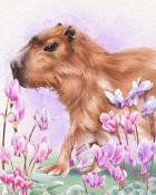 Word Whomp HD Capybara Animals with Blooms Badge