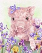 Quinn's Aquarium Piglet Animals with Blooms Badge