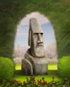 Easter Island Head Garden Friends Badge - Canasta HD