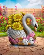 Swan Planter Garden Friends Badge - First Class Solitaire HD