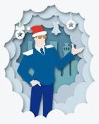 First Class Solitaire HD Holiday Layover Holiday Cards Badge