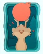 Word Whomp HD Nestor Holding Ball Holiday Cards Badge