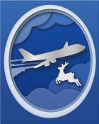 First Class Solitaire HD Plane and Deer Holiday Cards Badge