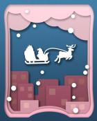 First Class Solitaire HD Santa Over City Holiday Cards Badge