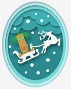 Jungle Gin HD Tiki Santa Holiday Cards Badge