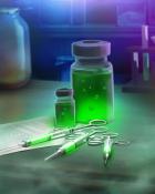 Glowing Syringe Mad Scientist Lab Badge