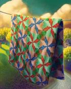 Tri-Peaks Solitaire HD Blocks and Pinwheels Quilting Square Badge