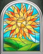 Blazing Sun Stained Glass Badge - Word Whomp HD