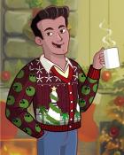 Hot Cocoa Roberto Ugly Sweaters Badge