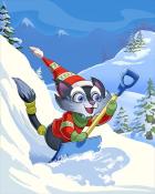 Shovel Racing Winter Activities Badge - Word Whomp HD