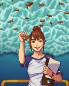 Quinn's Aquarium Flouncing Fish Badge