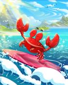 Surfing Crab Badge - Crossword Cove HD