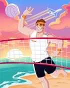 First Class Solitaire HD Volleyball King Badge