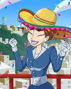 Pam in Mexico Badge - Jet Set Solitaire