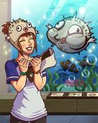 Quinn's Aquarium Puffer Fish Hat Badge