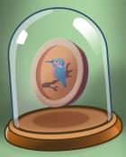 Solitaire Home Story Painted Blue Bird Badge